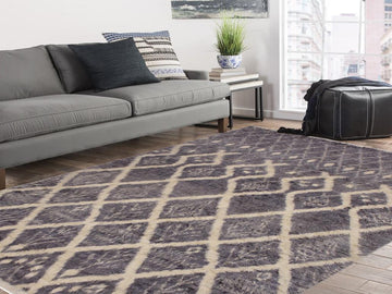 handmade Modern Moroccan Gray Ivory Hand Knotted RECTANGLE 100% WOOL area rug 8x10